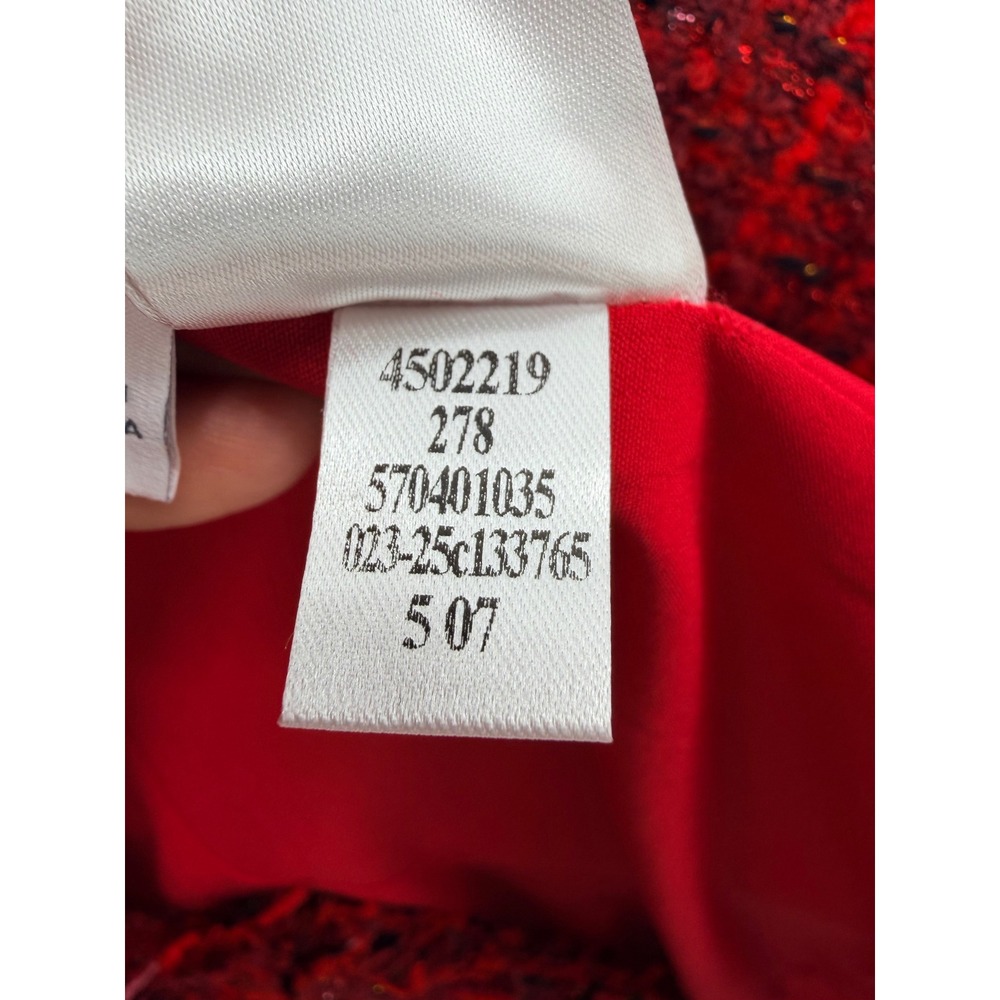 Chico's Tweed Blazer 2 Red Textured Raw Edge Jacket Parisian Chic Holiday - Picture 10 of 11